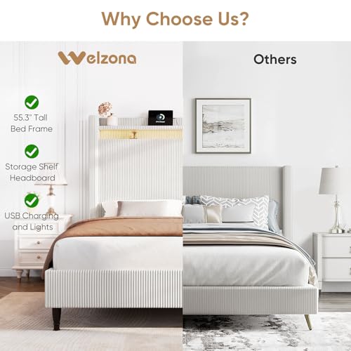 Queen Size Upholstered Platform Bed with Tall Headboard N90061