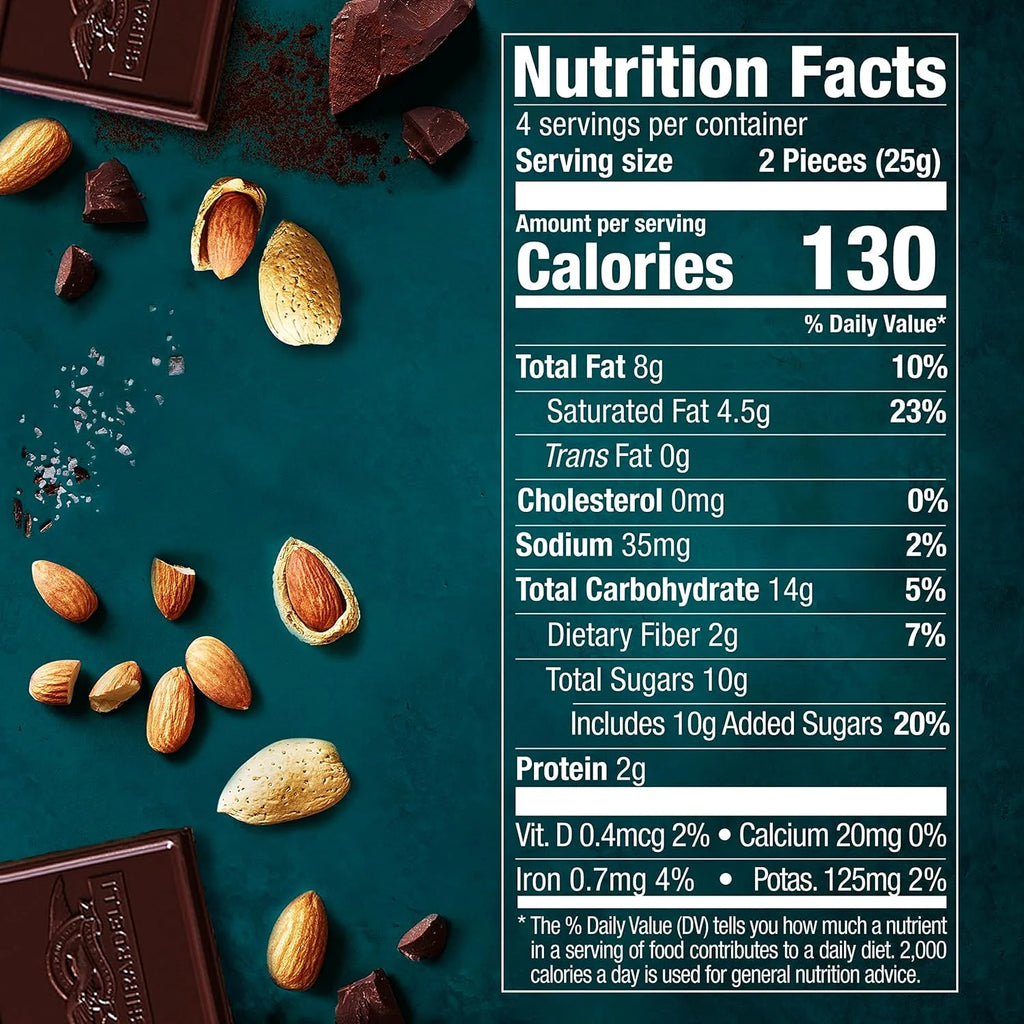 Sea Salt Almond Dark Chocolate Bar 3.5 Ounce (Pack of 4) M334