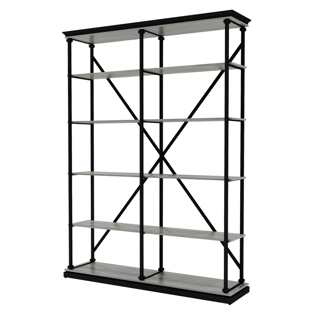 Antique Gray Wood 4-shelf Open Bookcase B83833