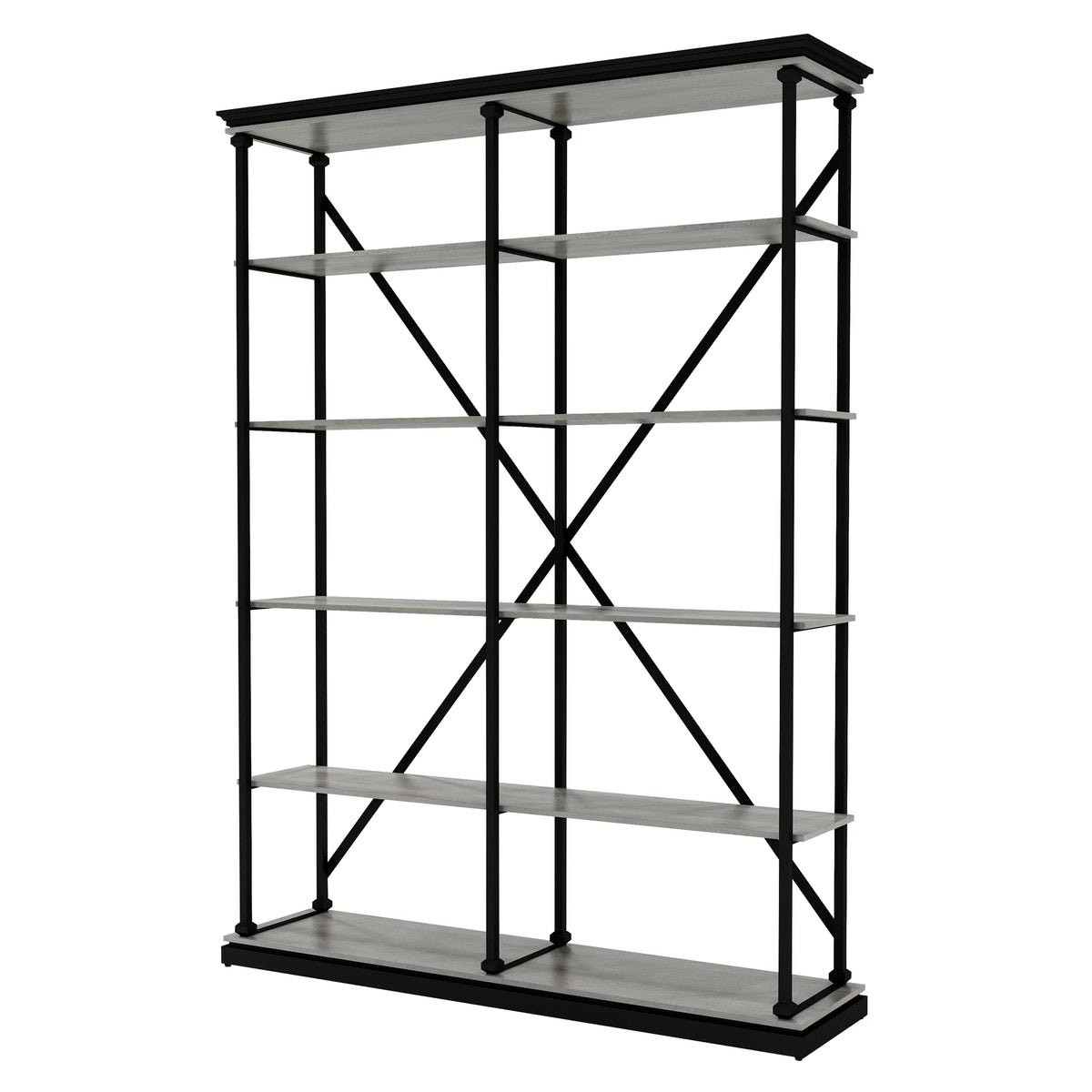 Antique Gray Wood 4-shelf Open Bookcase B83833