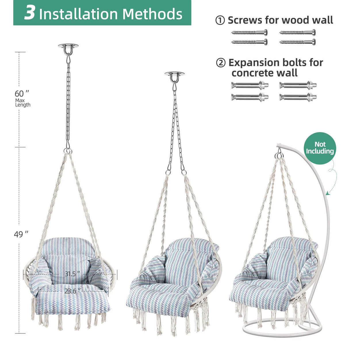 Hanging Hammock Swing Chair with Cushion B2082