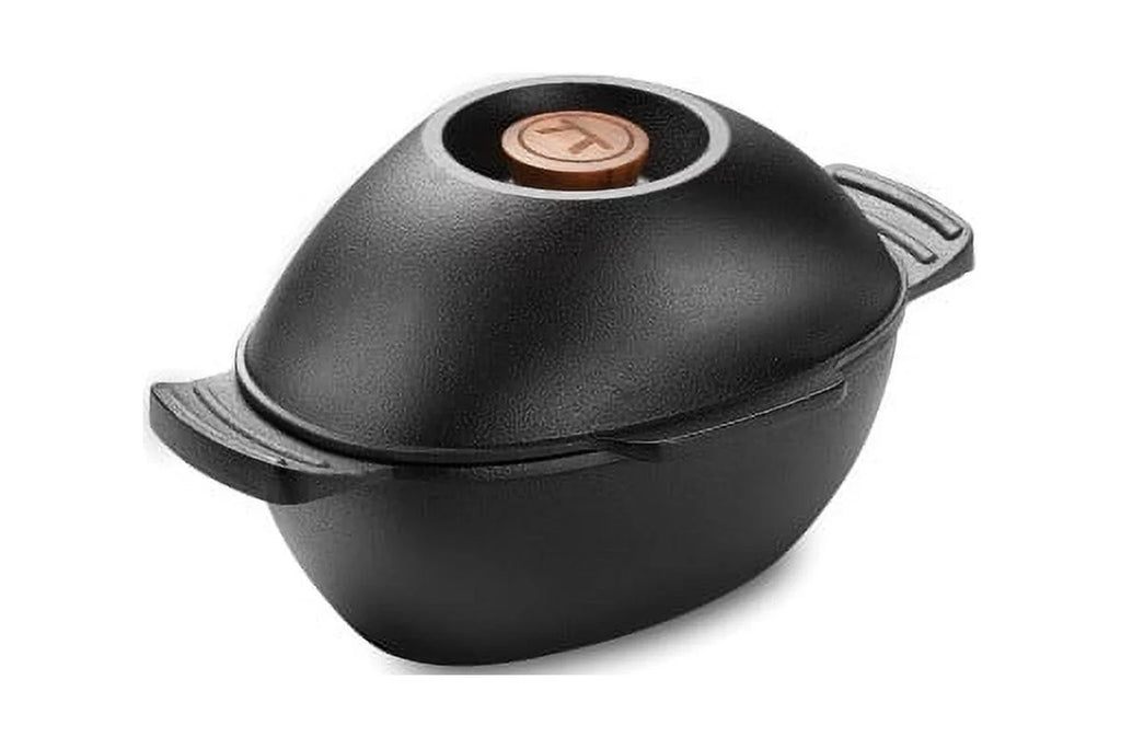 Cast Iron Seafood and Mussel Pot with Lid, 2.5 Quart, Black I4863