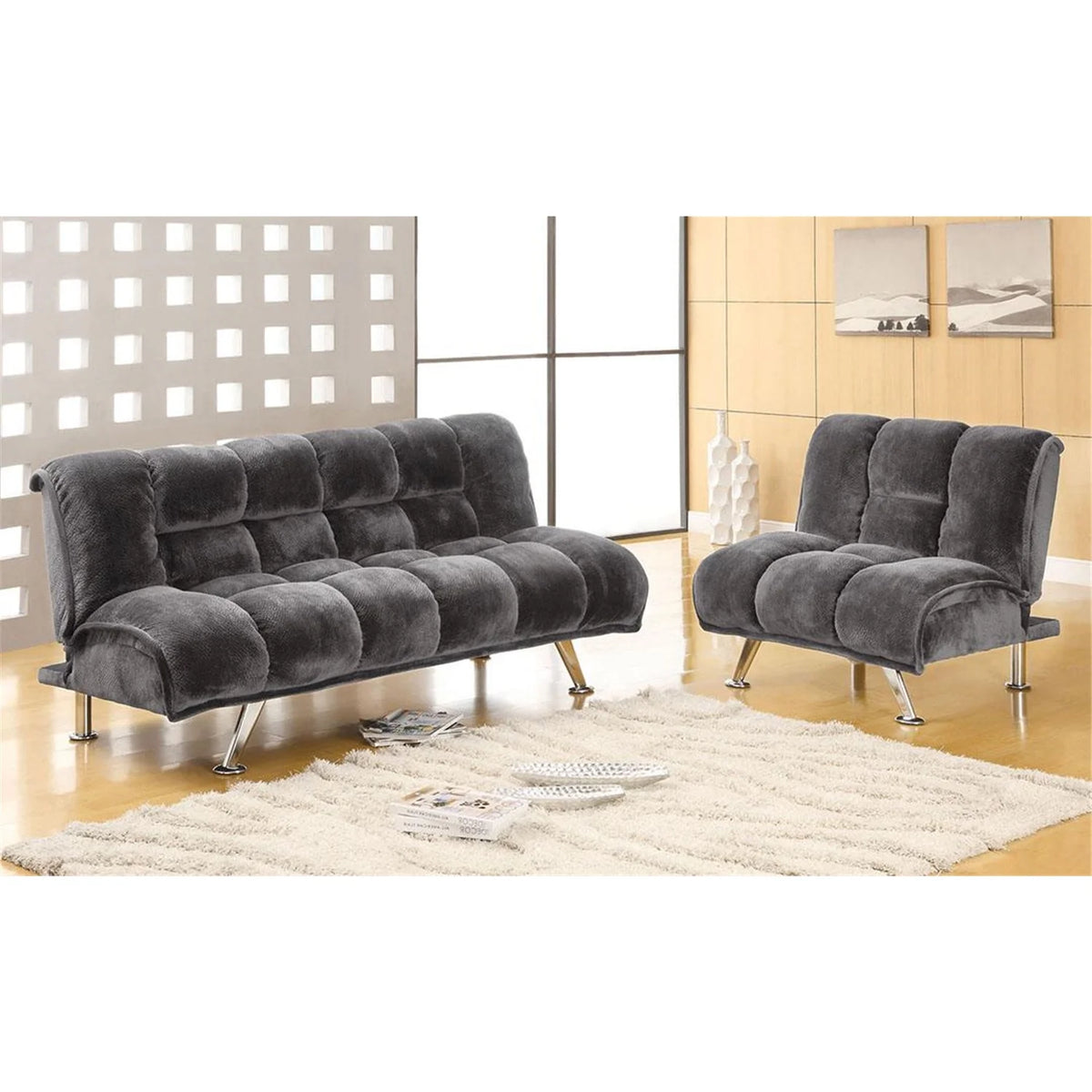 Dark Brown Futon Sofa W273