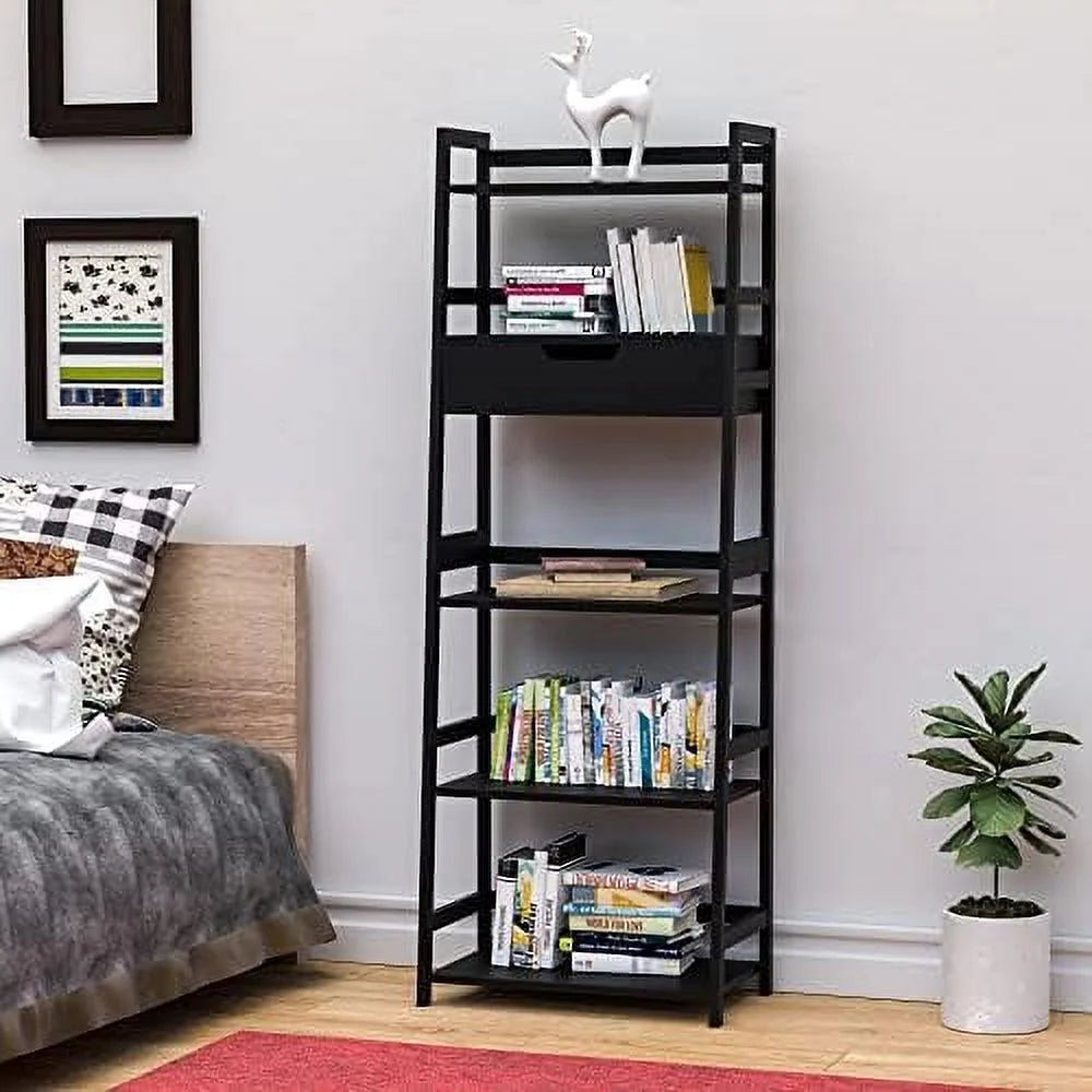 White Bookshelf with Drawers S38356