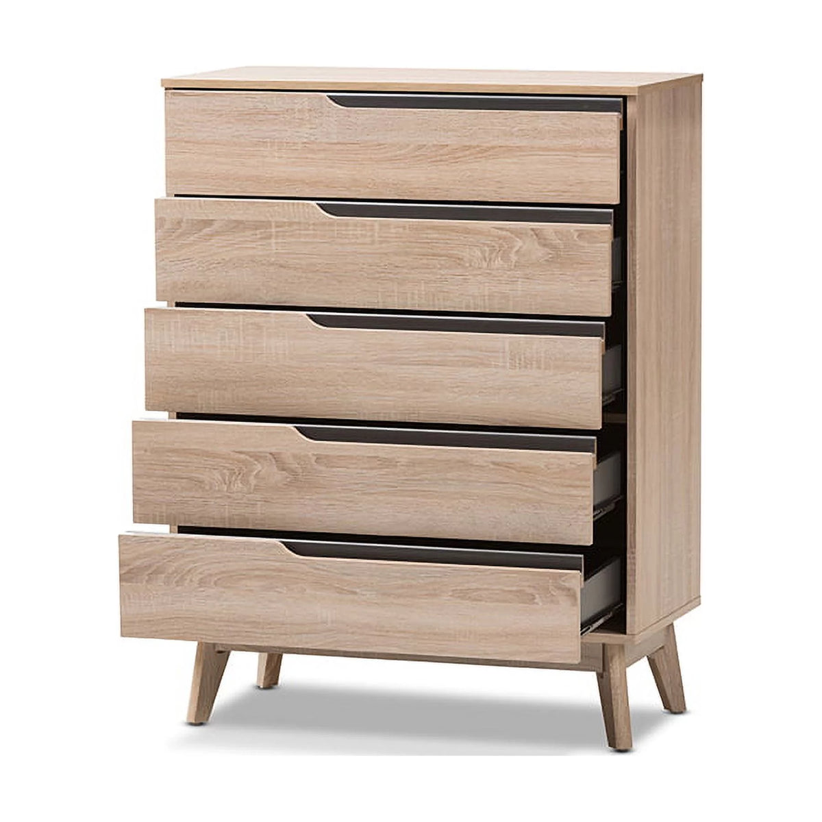 Oak and Grey Wood 5-Drawer Chest A194