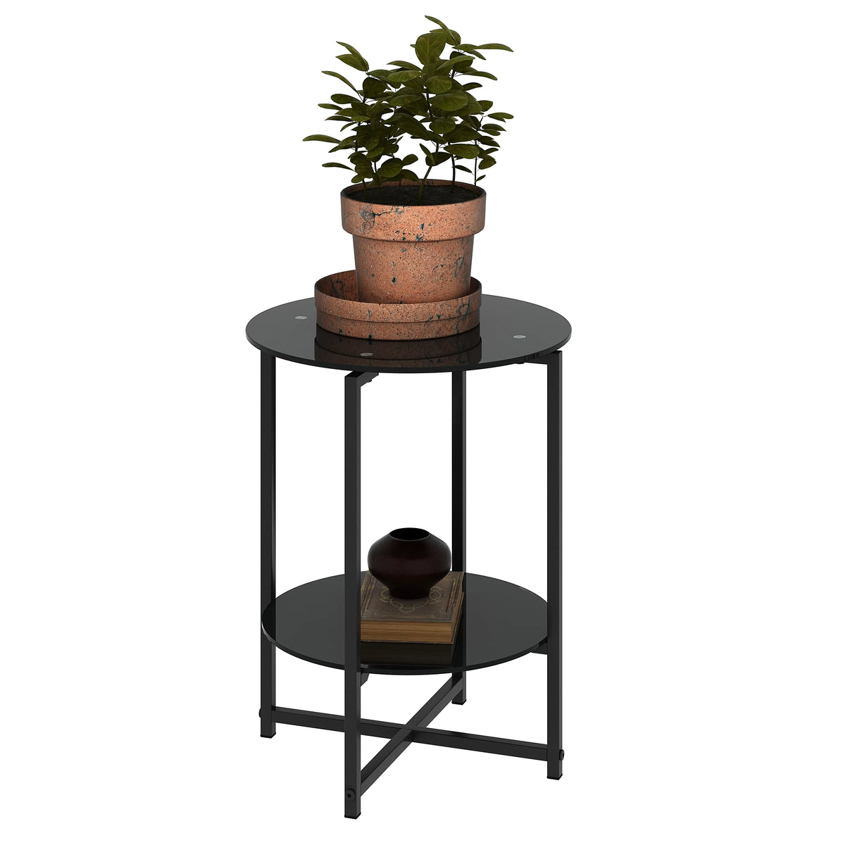 Round Tempered Glass End Table N91085
