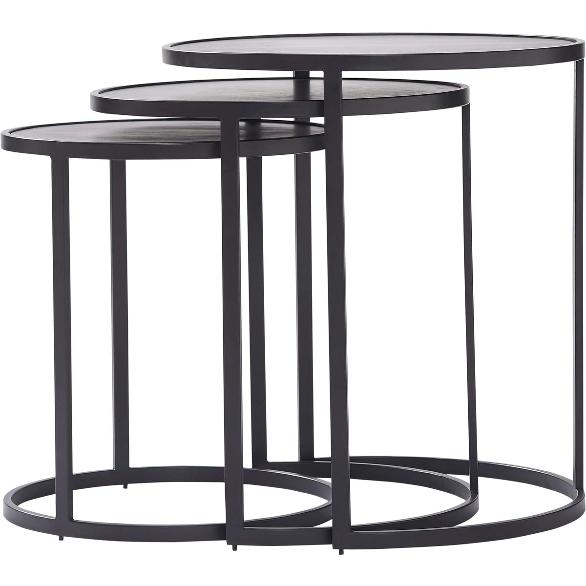 Set of 3 Black Round Stacking Nested Tables N3261