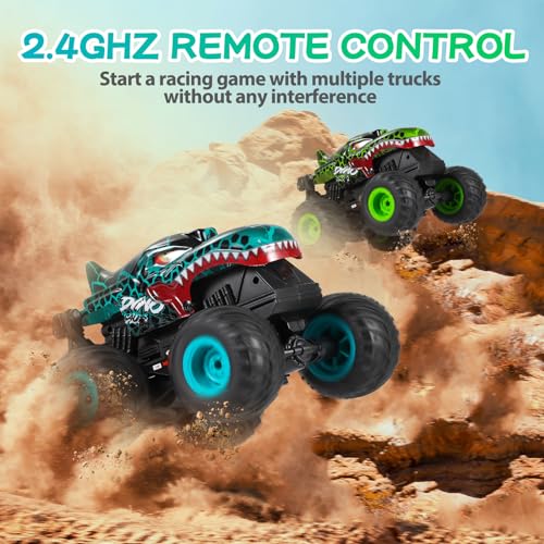 Remote Control Dinosaur Monster Truck with Music and 3 Lighting Effects X36905