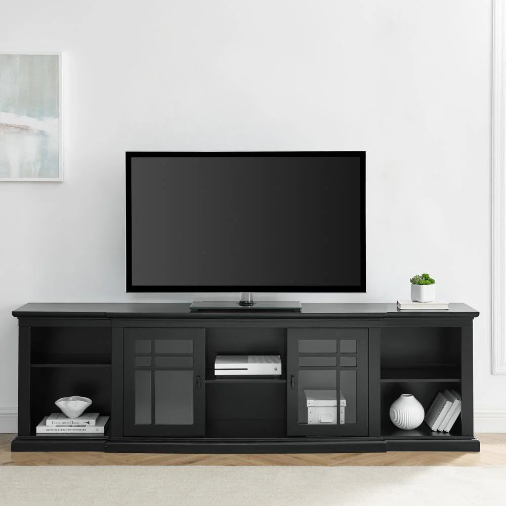 80" 2 Door Black Wood Console U47222