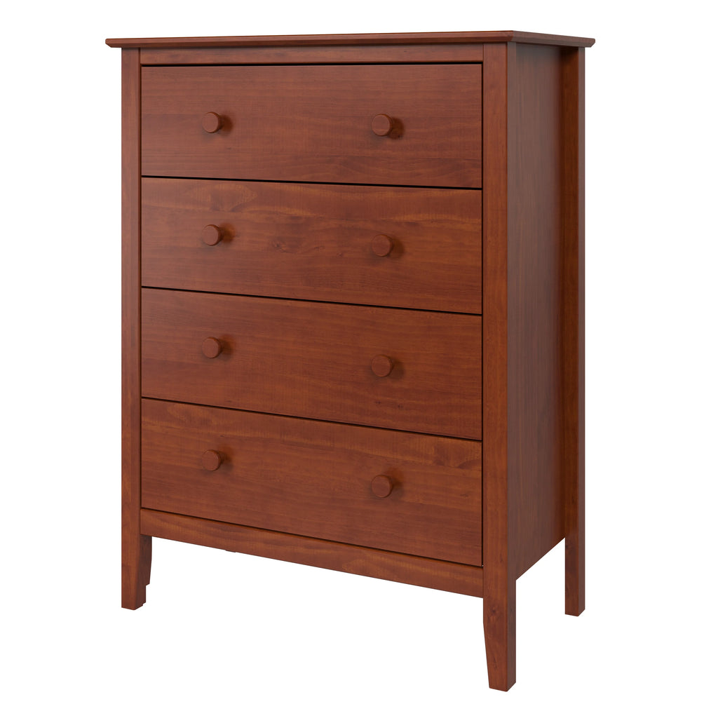 Solid Wood Four Drawer Chest of Dressers Pecan Q878