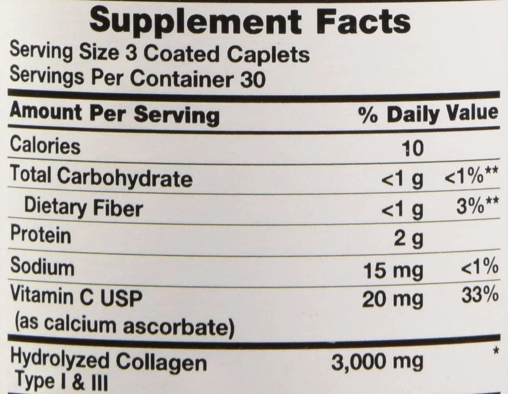 Hydrolyzed Collagen Type I & III 1000mg 90 ct 6-Pack Z359