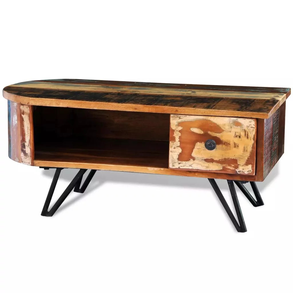 Solid Reclaimed Wood Coffee Table with Iron Pin Legs B600