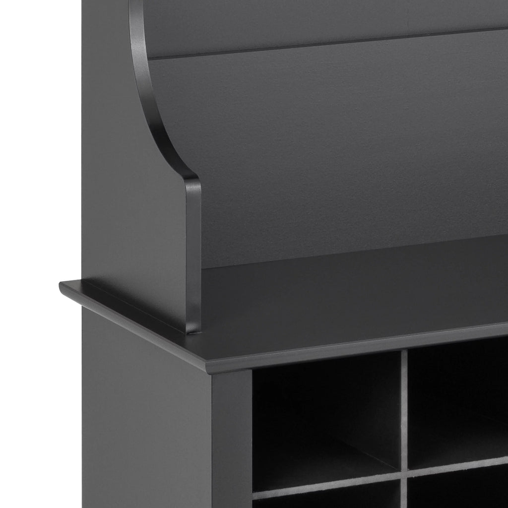 60" Wide Hall Tree with 24 Shoe Cubbies, Black V20145