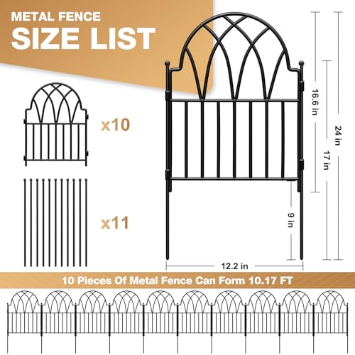 Arched Metal Fence Panel 24 in x 10.17ft No Dig Animal Barrier F696