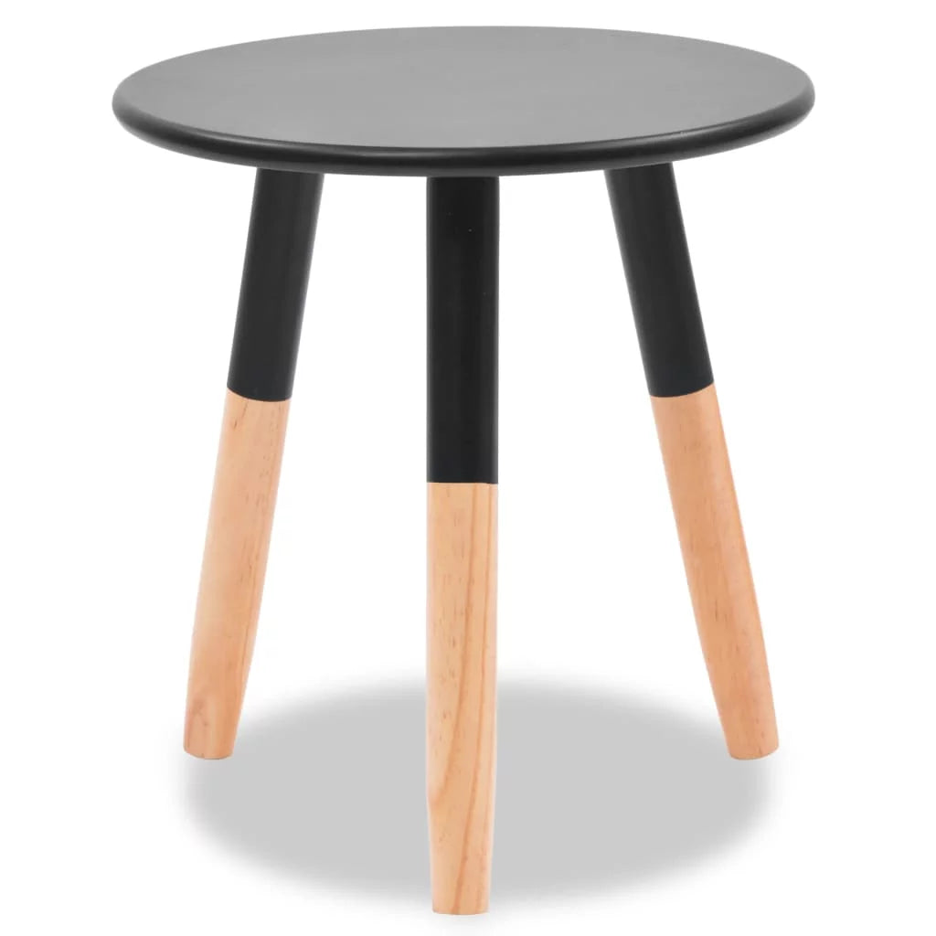 Black 2 Piece Solid Pinewood Side Table Set U25146