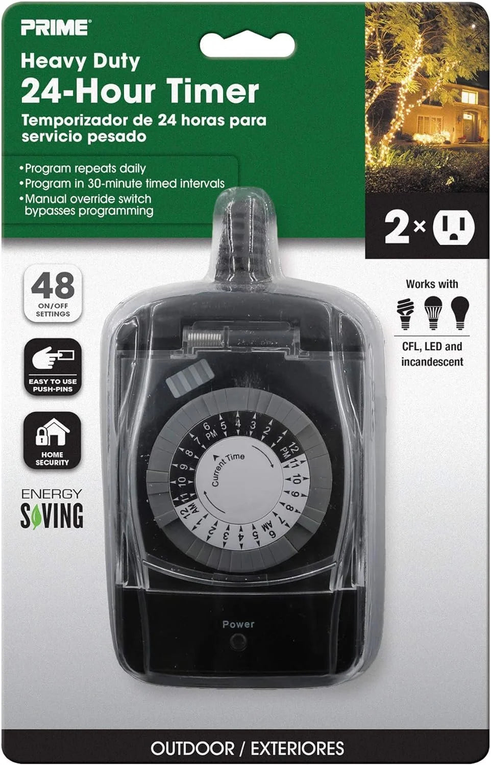 2-Outlet Pigtail with 24 Hour Timer Z16490