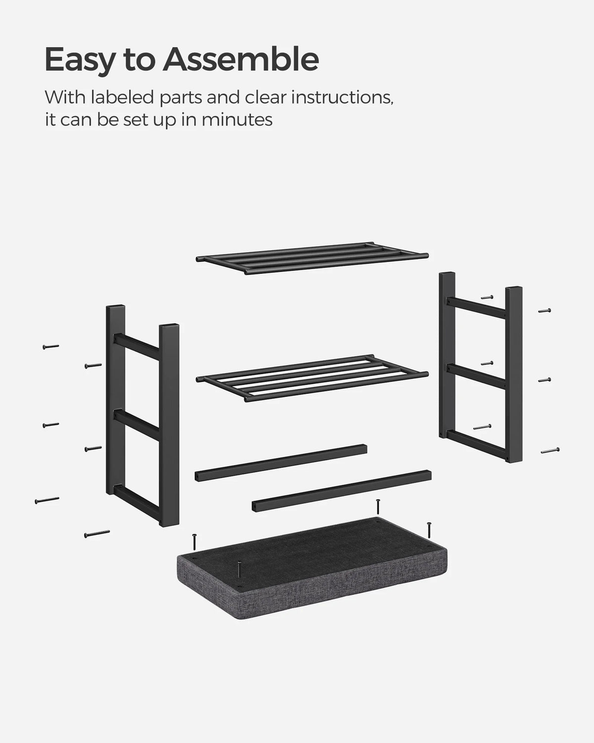 3-Tier Shoe Rack Bench with Padded Seat S363401