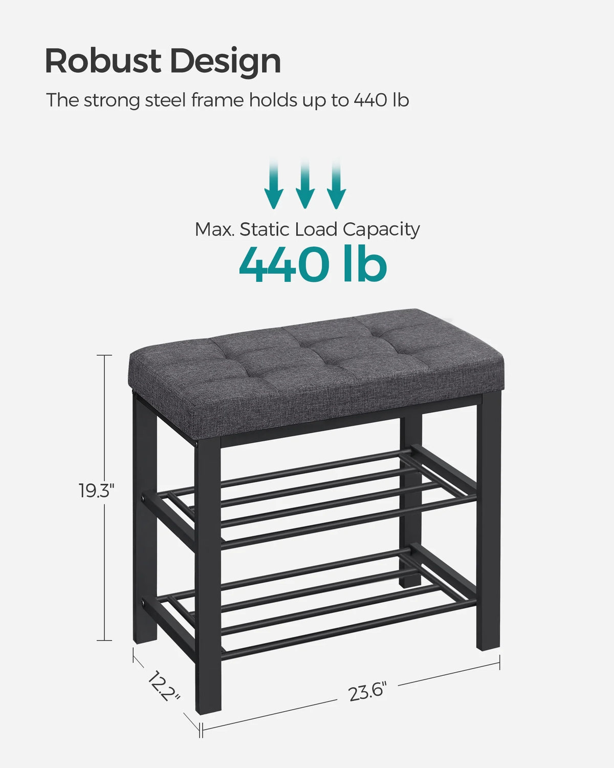 3-Tier Shoe Rack Bench with Padded Seat S363401