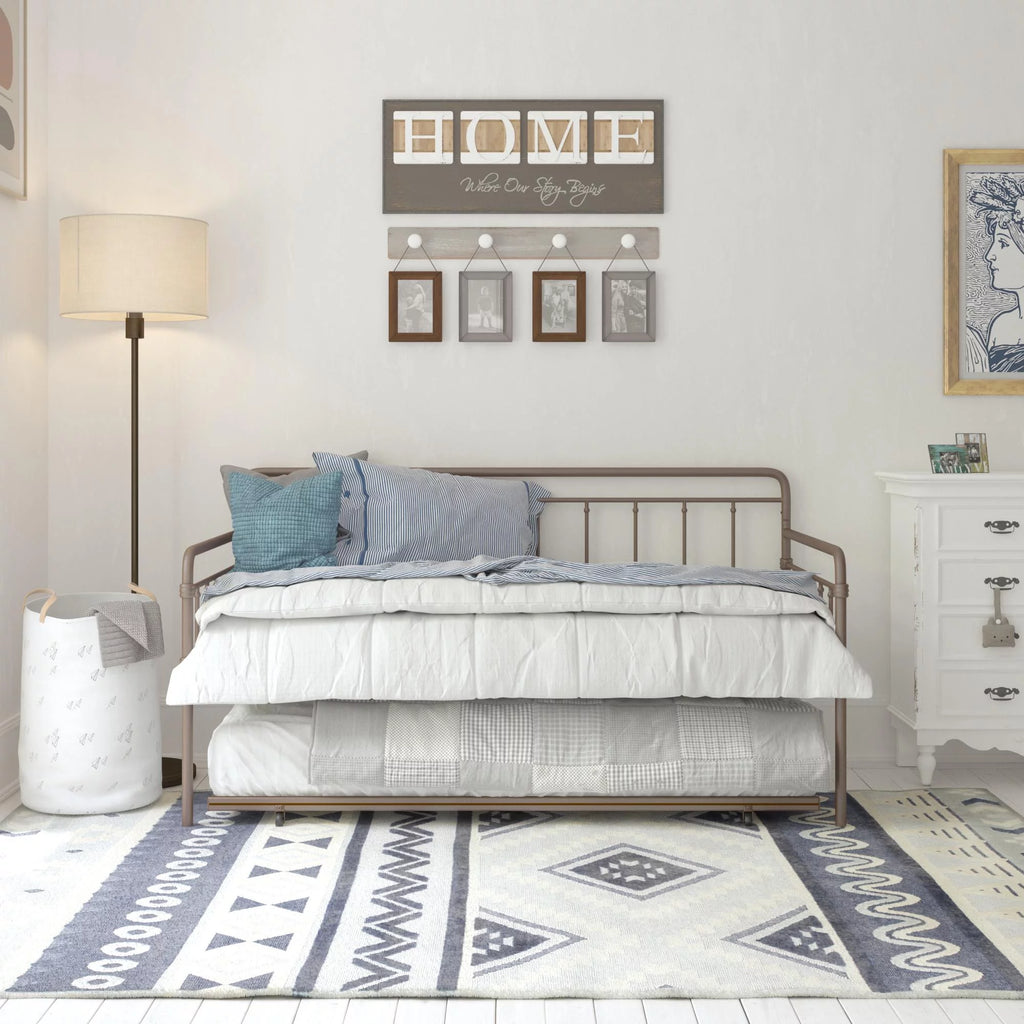 Bronze Metal Daybed with Trundle Y579