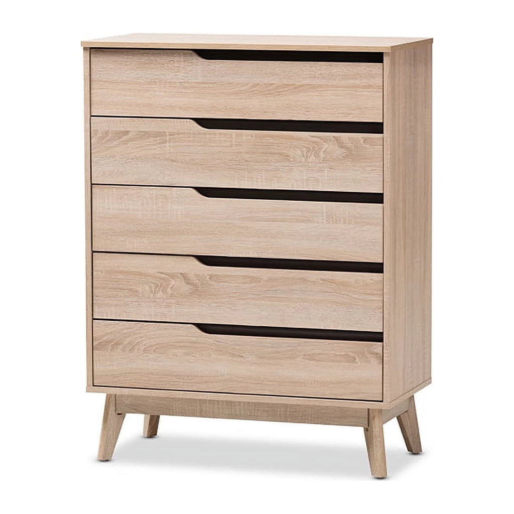 Oak and Grey Wood 5-Drawer Chest A194