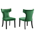 Velvet Dining Side Chairs Emerald Green Black Set of 2 I563636