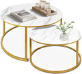 35" Marble Look Nesting Coffee Table Set of 2 K957