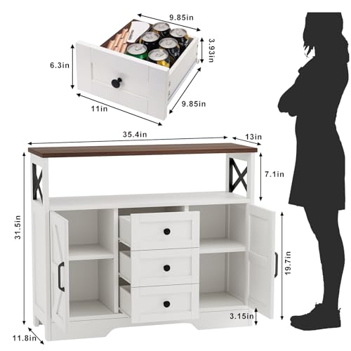 Buffet Cabinet Sideboard with 3 Drawers and 2 Doors Z456232