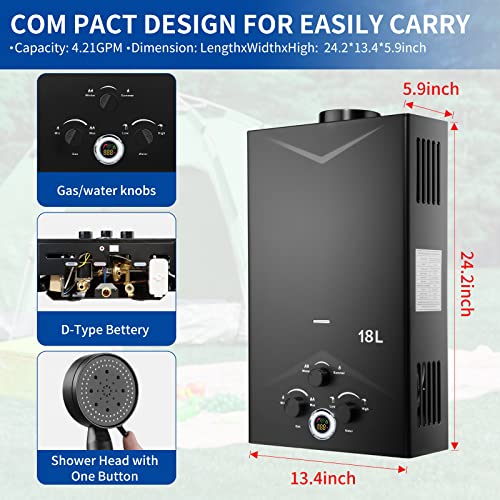 Portable Propane Tankless Water Heater with Digital Display D24896