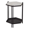 Black Metal White Marble Accent Table X756483