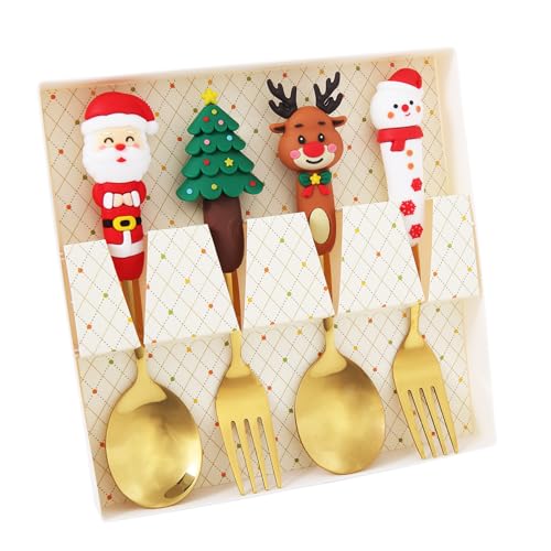 4 Pack Stainless Steel Christmas Spoon and Fork Set Z289