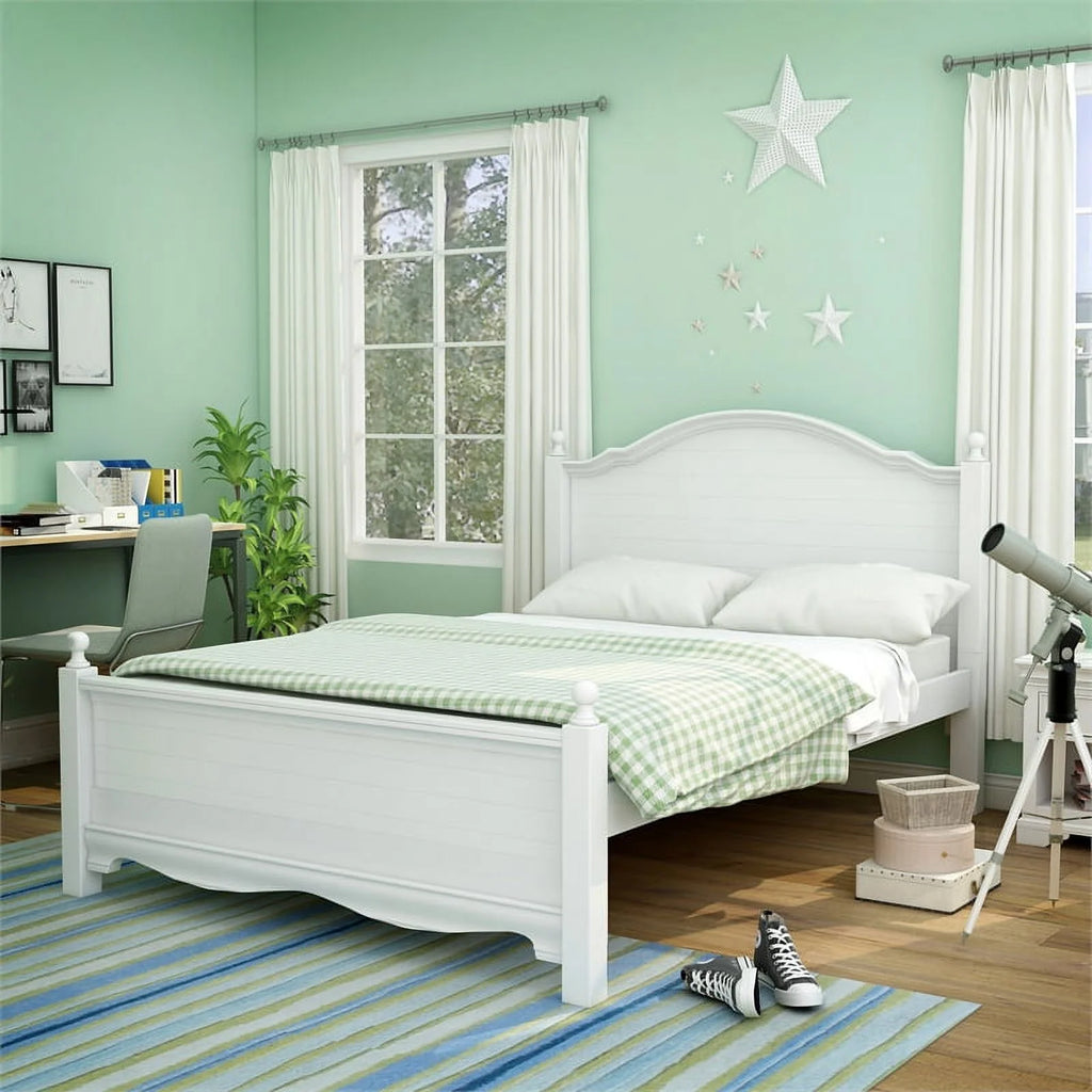 White Wood Twin Panel Kids Bed L469013