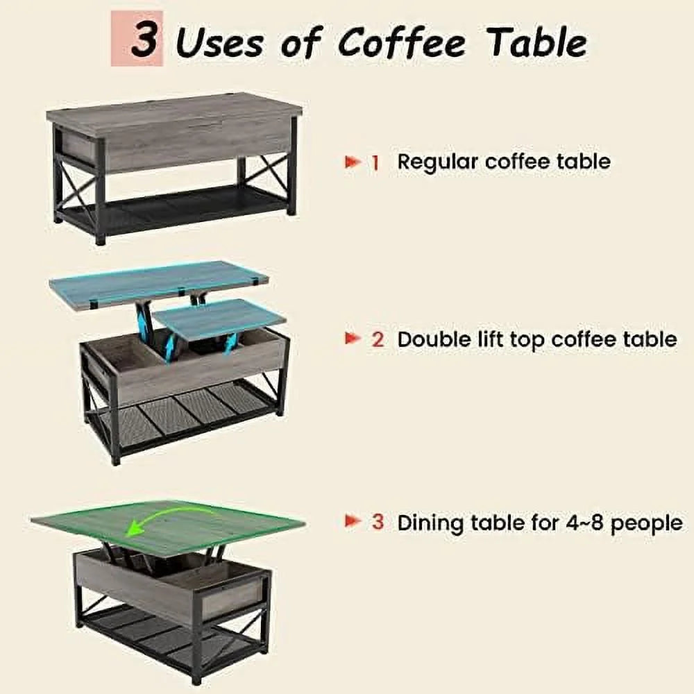 43" Lift Top Coffee Table Grey S889