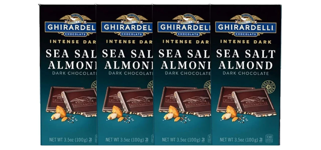 Sea Salt Almond Dark Chocolate Bar 3.5 Ounce (Pack of 4) M334
