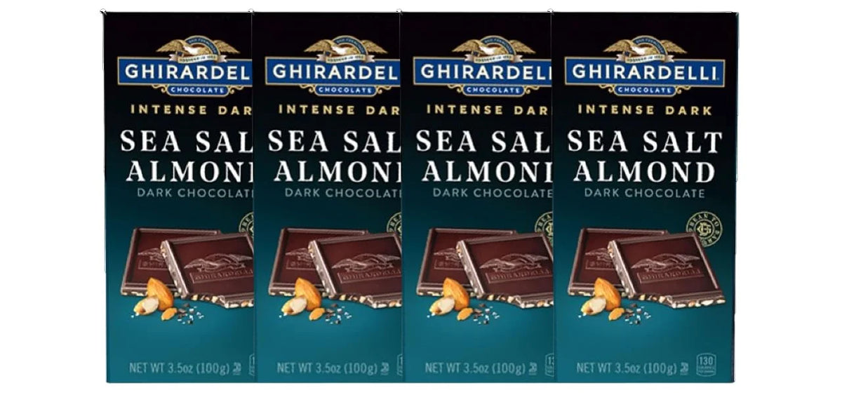 Sea Salt Almond Dark Chocolate Bar 3.5 Ounce (Pack of 4) M334