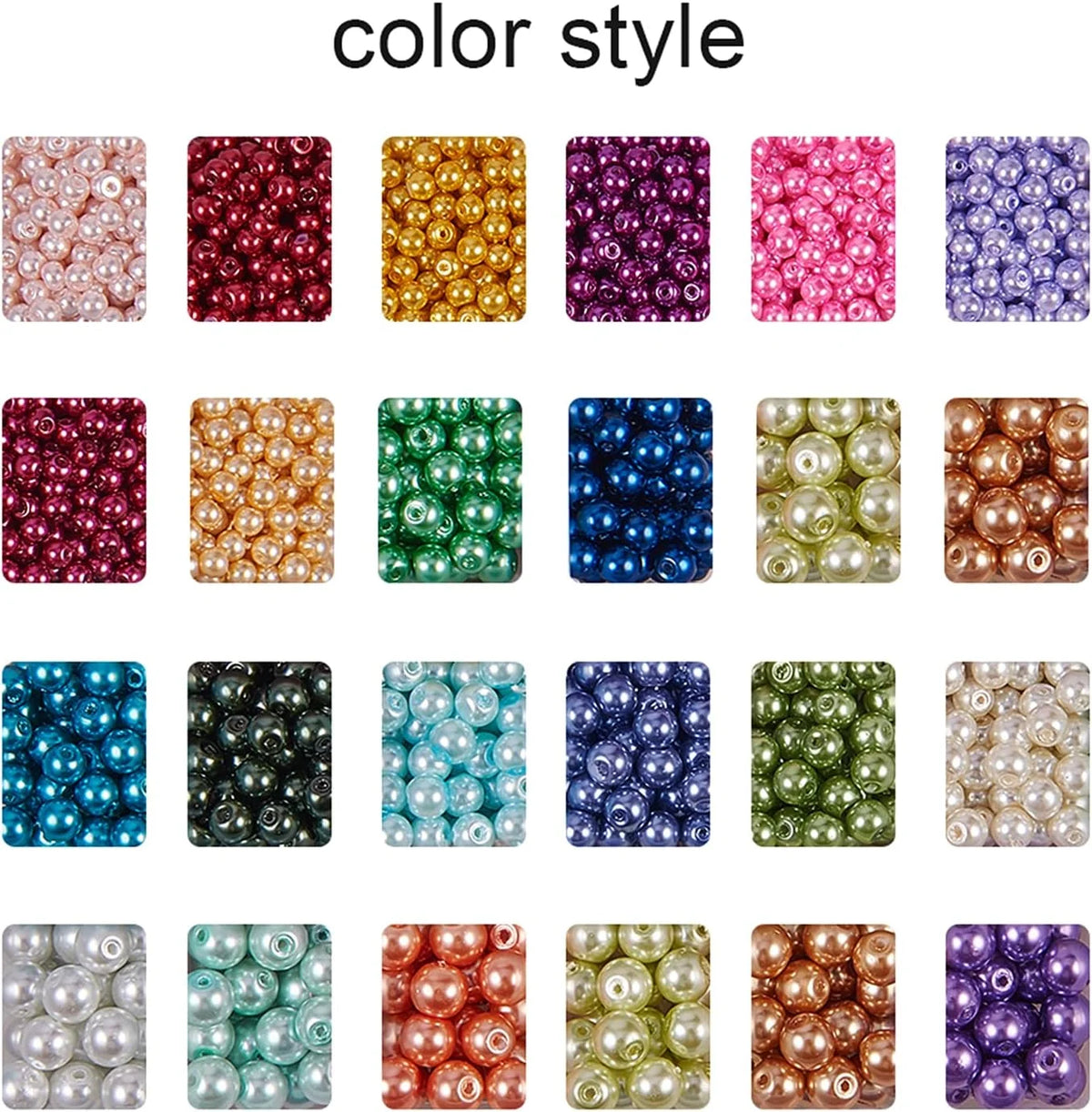Pearlized Glass Beads 24 Color 3 Sizes Round Loose Spacer Beads J6750