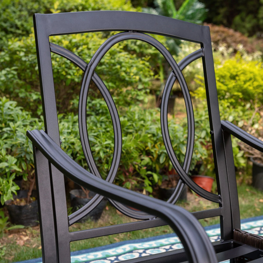 5-Piece Wicker Patio Conversation Set with Fire Pit Table F9959