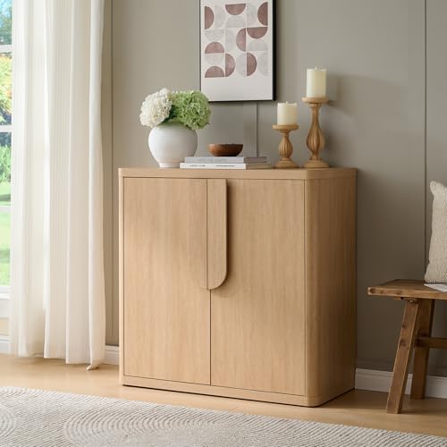 Natural 4 Door Sideboard Buffet Cabinet with Adjustable Shelves A404