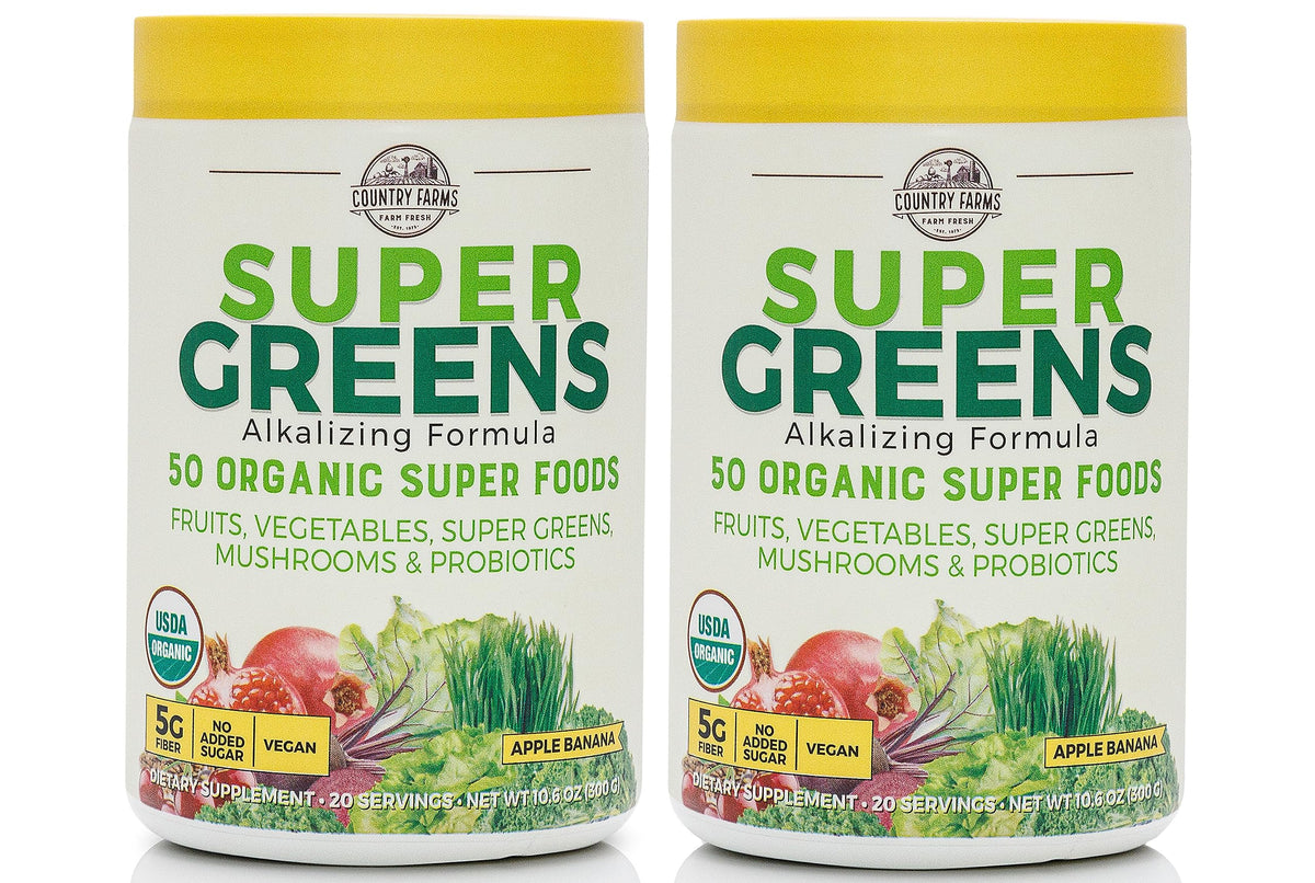 Organic Super Greens Apple Banana Powder Smoothie Drink Mix 2 Pack Y971709