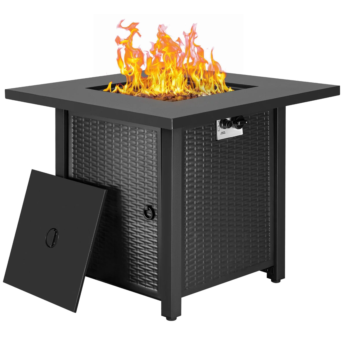 28" Propane Fire Pit Table with Lava Rocks and Cover W884685