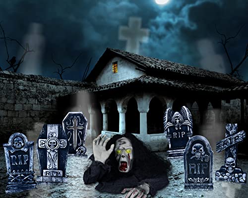 Halloween Outdoor Graveyard Decoration with 6 Tombstones O2352