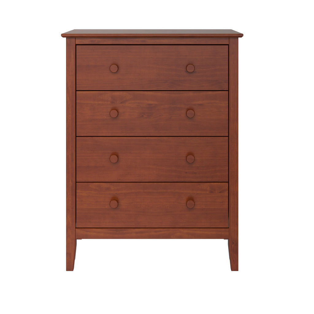 Solid Wood Four Drawer Chest of Dressers Pecan Q878