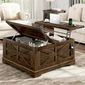 36" White Lift Top Coffee Table with Storage and Power Outlets A76755