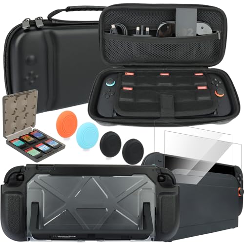 Switch Accessories Carry Case Screen Protector 4 Pack Joy Con Grips and Steering Wheels E59803