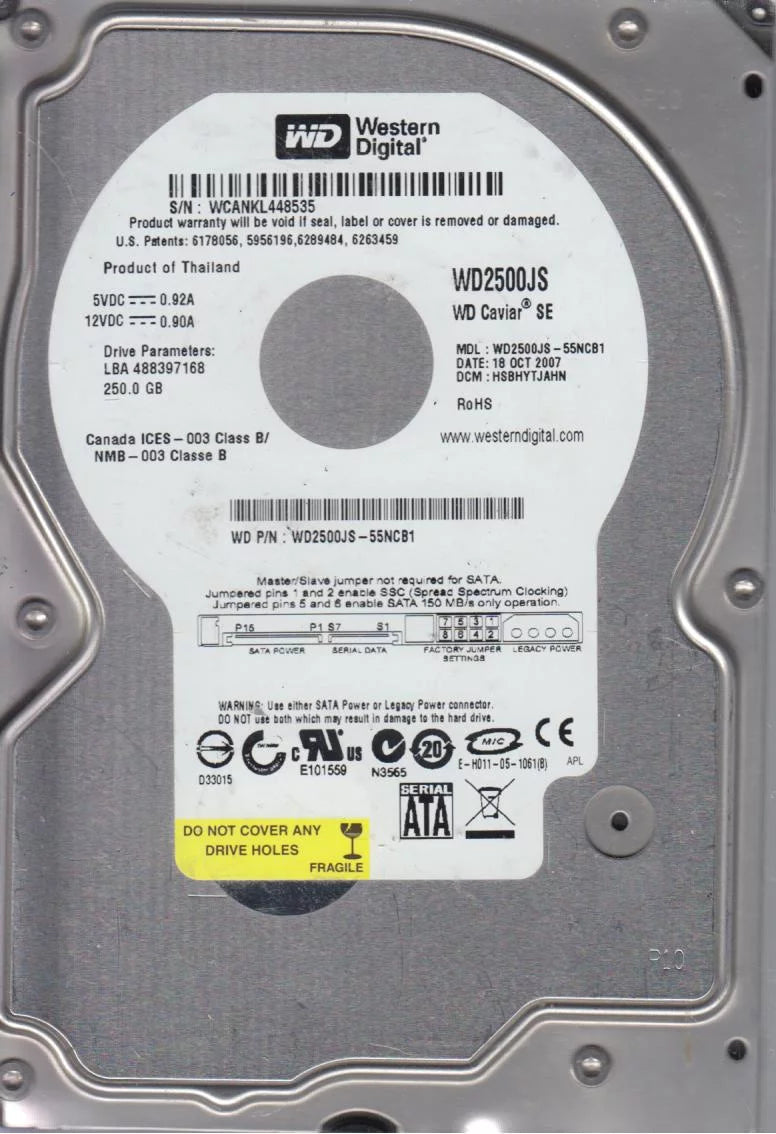 250GB SATA 3.5 Hard Drive G102446