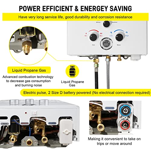 Portable Propane Tankless Water Heater with Digital Display D24896