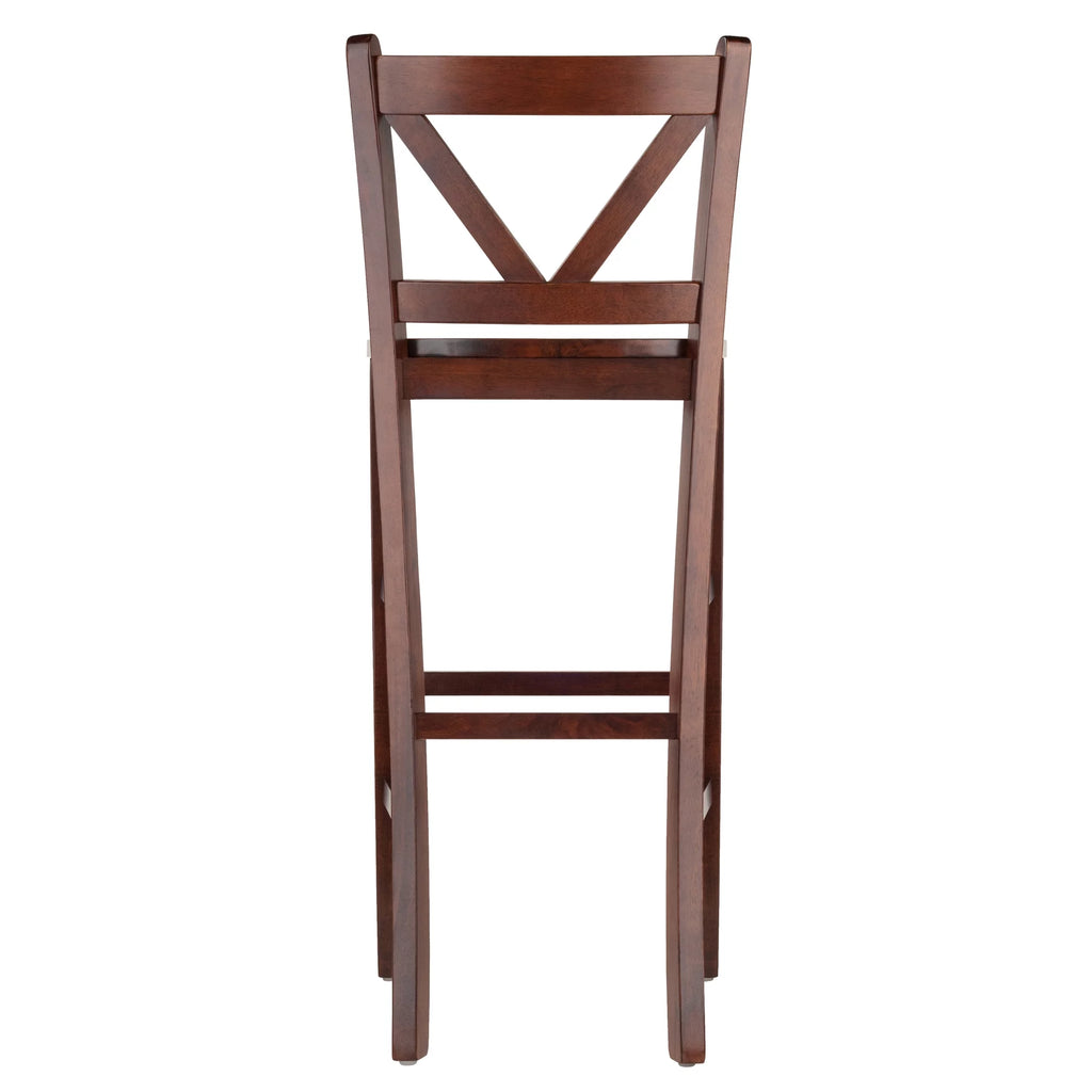 Set of 2 Walnut Finish V-Back Bar Stool E424191