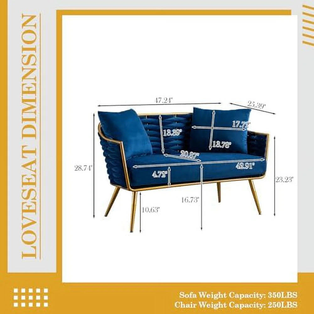 Velvet Accent Sofa Chair with 2 Pillows Y208