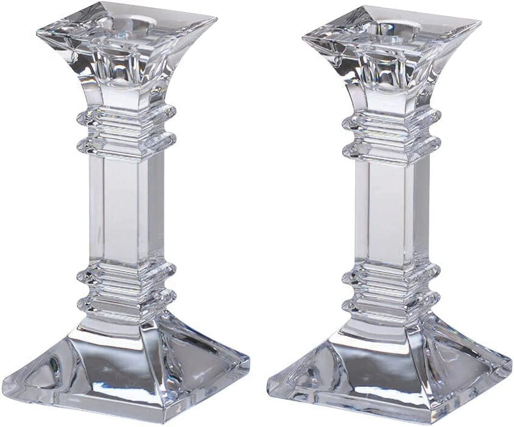 Clear Crystalline Table Candlestick Set of 2 W494