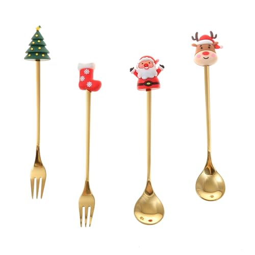 4 Pack Stainless Steel Christmas Spoon and Fork Set Z289