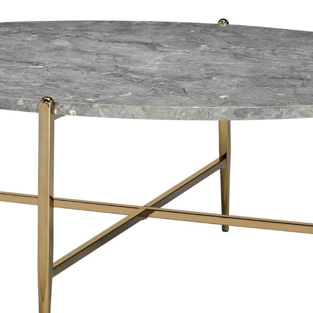 Gray and Gold Oval Marble Top Coffee Table M814818